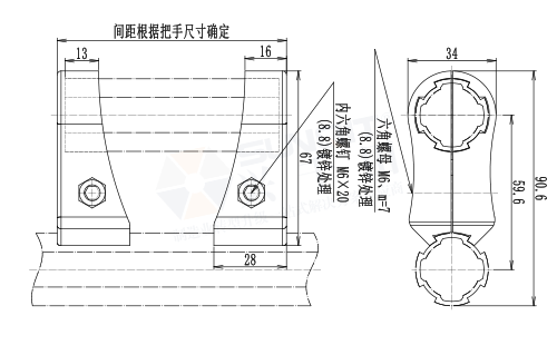 扶手接頭尺寸圖